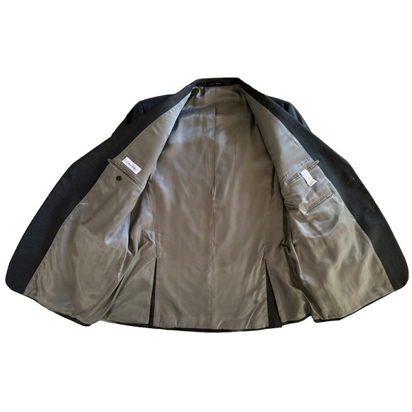 Calvin Klein Suit Jacket Blazer Gray Two Button Notched Label Double Vent 46R - Picture 4 of 8